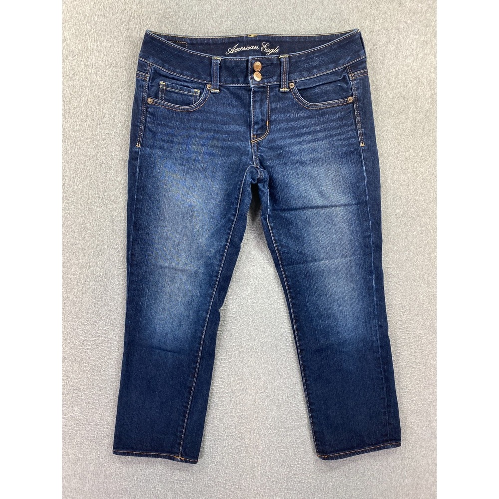 American Eagle Stretch Artist Crop Jeans Womens 6 Regular‎ Blue Denim Fits 30x24